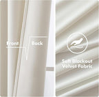 MIULEE 90 Inches Velvet Curtains Off White Elegant Grommet Curtains Thermal - Image 3