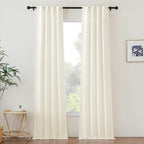 NICETOW Faux Linen Living Room Curtains 96 inch Length, Rod Pocket & Back Tab by NICETOWN
