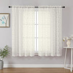 Chyhomenyc Ivory Short Curtains 45 Inch Length 2 Panels, Light Filtering Leaf by Chyhomenyc