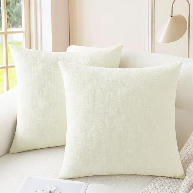 CaliTime Throw Pillow Covers Decorative 24 X 24 Inches Pack of 2 Cozy Chenille by CaliTime