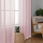 OWENIE Light Pink Sheer Curtains 63 Inch Length 2 Panels Set - Image 2