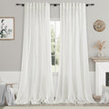 Extra Long Ivory Curtains 132 Inch Length 2 Panels Set Back Tab Neutral by Nanspring