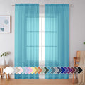 Simplebrand Turquoise Sheer Curtains 84 Inches Long 2 Panels, Light Filtering by Simplebrand