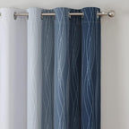 Estelar Textiler Navy Blue and Greyish White Ombre Short Blackout Cafe Curtains - Image 4