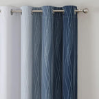 Estelar Textiler Greyish White and Navy Blue Blackout Curtains 96 Inches Long - Image 4