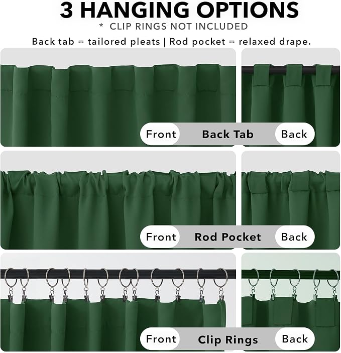 Deconovo Blackout Curtains, Thermal Insulated, W42 x L54 2 Panels, Back Tab - Image 2