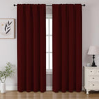 CUCRAF Burgundy Red Blackout Curtains 96 inch Length 2 Panels Set, Rod Pocket by CUCRAF