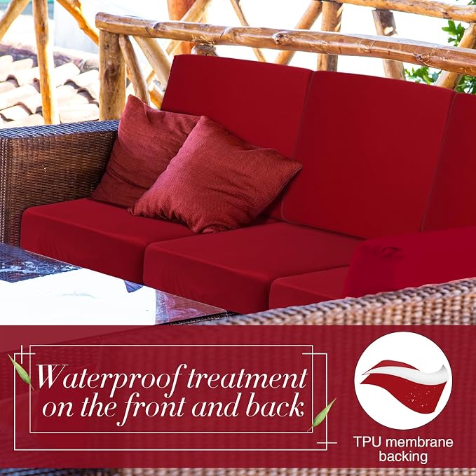 Newwiee Set of 4 Stretch Patio Cushion Covers Sofa Couch Seat Chair Slipcovers - Image 6