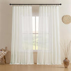Joydeco Sheer Curtains 84 Inches Long, Cream Curtains by JOYDECO