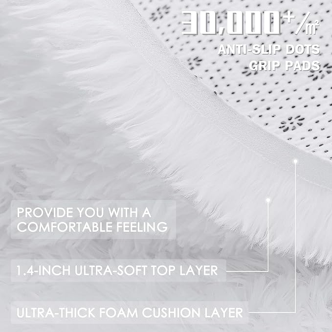 OLANLY 3x4 Machine Washable Accent Rug, Soft Fluffy Shaggy Area Rug - Image 6