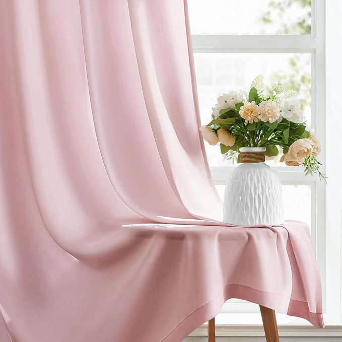 HOMEIDEAS Non-See-Through Light Pink Privacy Sheer Curtains, 30 X 36 Inches - Image 6