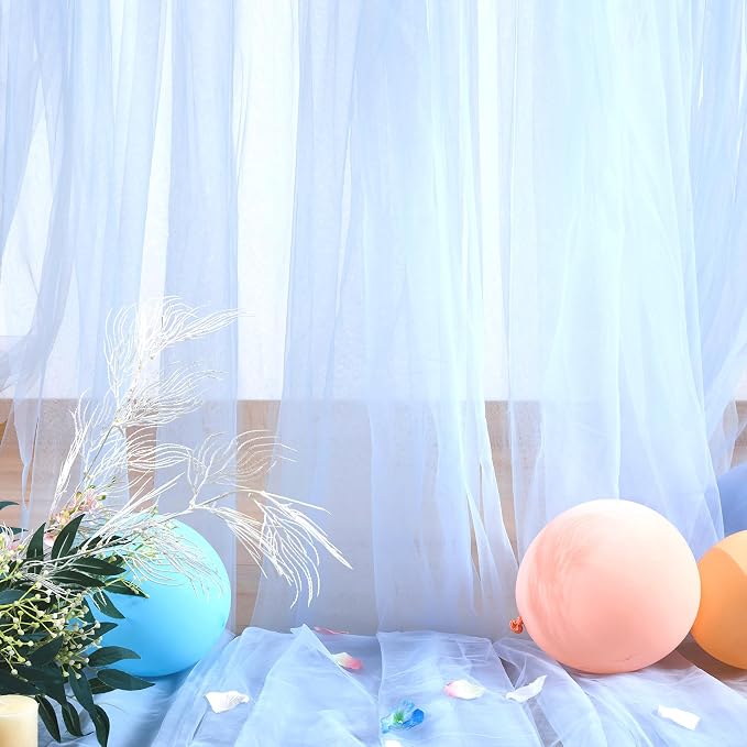 Baby Blue Sheer Backdrop Curtains - Image 6