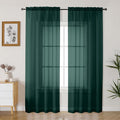 Gwine Hunter Green Sheer Curtains 90 Inches Long 2 Panels Set, Light Filtering by Gwine
