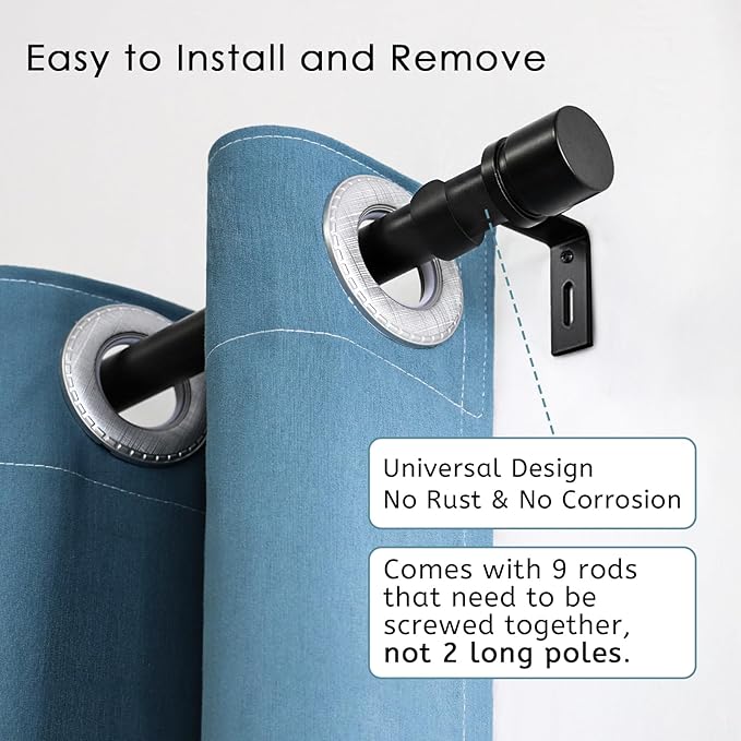 Byondeth Curtain Rods for Windows 16 to 144 Inches Adjustable Length 1 Inch - Image 2
