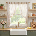 jinchan Belrose Linen Floral Cafe Curtains 54 Inch Length Embroidered Farmhouse by JINCHAN