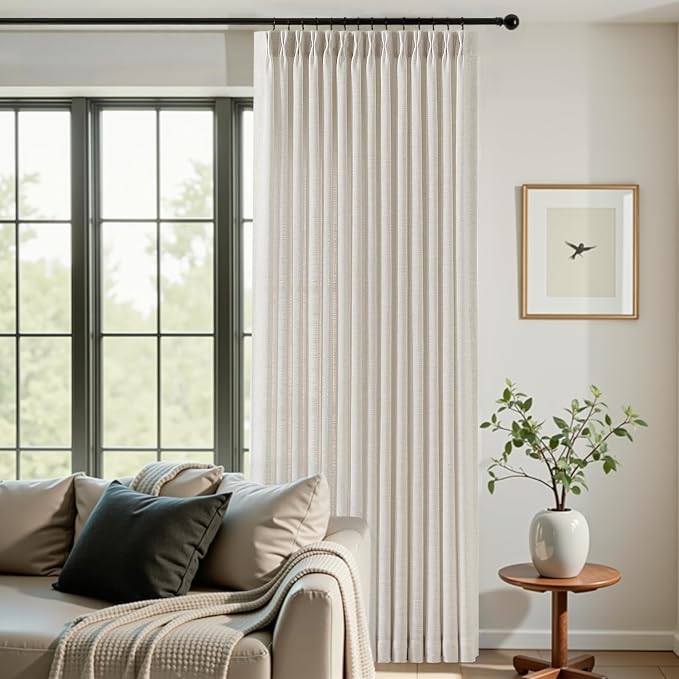 Pinch Pleated Linen Curtains 84 Inch Length 2 Panels Set, Light Filtering Linen - Image 7