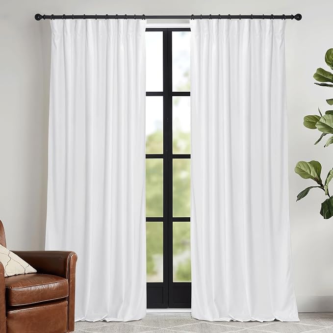 RYB HOME White Velvet Curtains 102 inches by RYBHOME