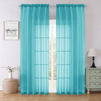 Lecloud Turquoise Sheer Curtains 90 Inches Long 2 Pcs, Soft Airy Light by Lecloud