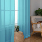 Aiyufeng Turquoise Sheer Curtains 72 Inch Length 2 Panels Set, Light Filtering - Image 5