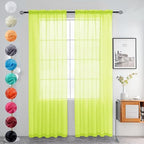 youleyar Solid Sheer Rod Pocket Curtain Voile Draperies 2 Panels White Beige by Youleyar
