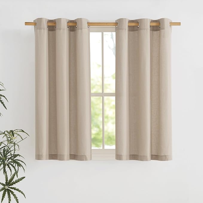 NICETOWN Taupe Short Linen Curtains by NICETOWN