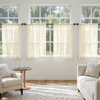 MIULEE Light Cream Sheer Curtains 63 Inches Long, 4 Panels Set, Light Filtering - Image 4