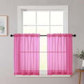 Hot Pink Kitchen Curtains 30 Inch Length Tier 2 PCS, Solid Soft Airy Half by WelvetBLK