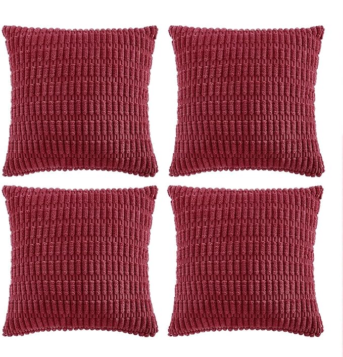 Fancy Homi 4 Packs Burgundy Decorative Throw Pillow Covers 20x20 Inch by Fancy+Homi