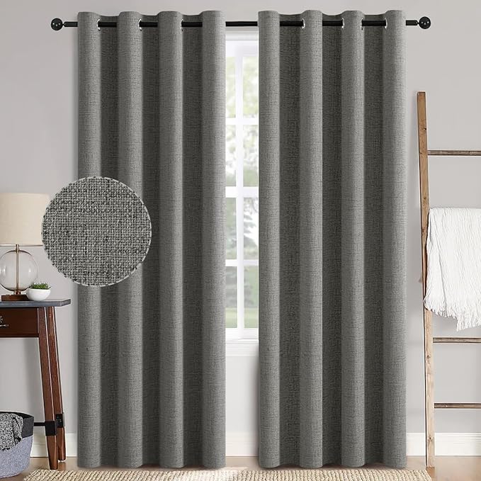 MIULEE Linen Texture 90 Inches Curtains by MIULEE
