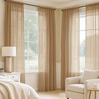 MIULEE Brown Sheer Curtains 102 Inches Long, 4 Panels Set, Light Filtering Rod - Image 2