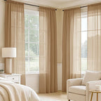 MIULEE Brown Sheer Curtains 108 Inches Long, 4 Panels Set, Rod Pocket Voile - Image 2