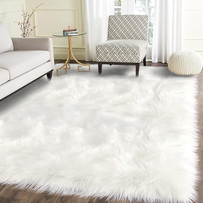 Latepis High Pile Faux Fur Area Rug, 5 x 8 ft, Fluffy Rug by Latepis