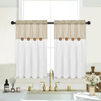 Boho Kitchen Curtains 36 Inch Length, Farmhouse Cotton Linen Tier Curtains - Image 2