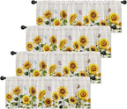 Emvency 4 Pack Valances Window Treatments, Farmhouse Sunflower Spring Summer by Emvency