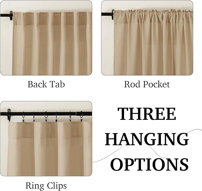 RYB HOME Boho Curtains 90 inches Long, Soft Linen Woved Lightweight Back Tab - Image 2