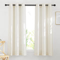 NICETOWN Linen Burlap Bedroom Curtains 63 inches Long, Grommet Semi Sheer Flax by NICETOWN