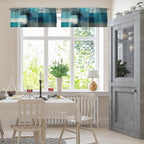 Emvency 4 Pack Valances Window Treatments, Turquoise Abstract Modern Art - Image 2