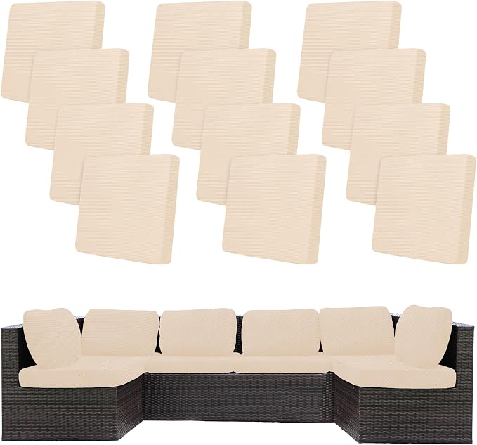 12Pcs Stretch Patio Cushion Covers, Outdoor Couch Covers Replacement, Outdoor by BIETYONE