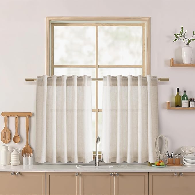 Nanspring 30 Inch Long Beige Curtains by Nanspring