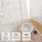 OWENIE Furman Cafe Curtains 30 Inch Length 2 Panels Set, Elegant Geometric - Image 5