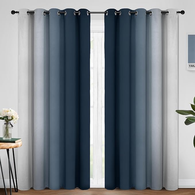 Yakamok Room Darkening Ombre Curtains 84 Inch Length, Light Blocking Grommet - Image 2