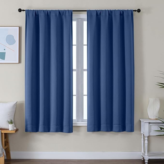 Simplebrand Ava Royal Blue Short Blackout Curtains by Simplebrand