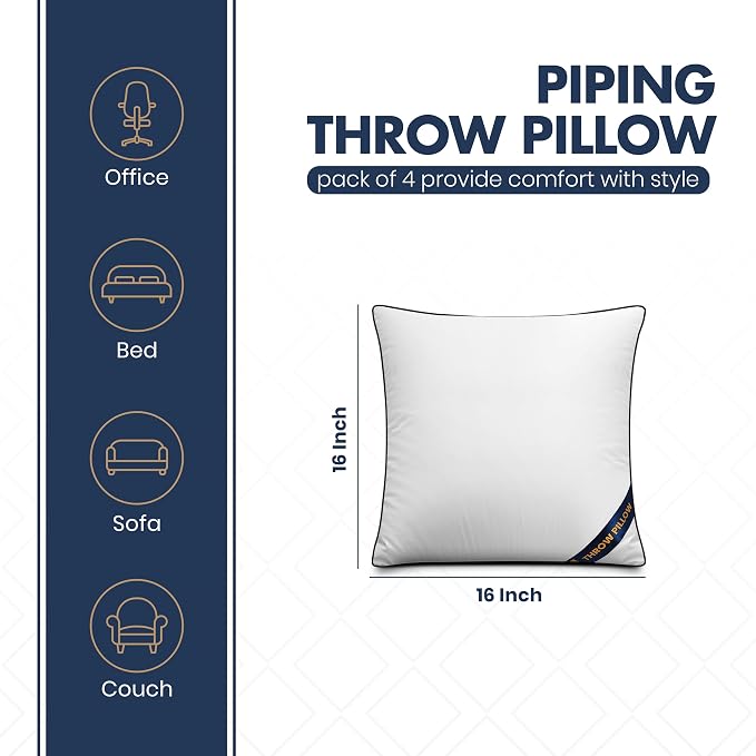 Utopia Bedding Throw Pillow Inserts, 16 x 16 Inches Decorative Indoor Pillows - Image 2