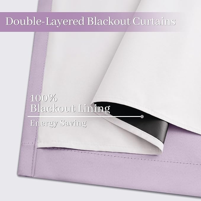 Yakamok Lilac 100% Blackout Curtains 84 Inches Long - Image 4