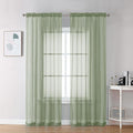 OVZME 2 Panels Sheer Sage Green Curtains 72 Inches Length Window Treatment by OVZME