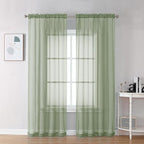 OVZME Sage Green Sheer Curtains 90 Inches Long 2 Panels by OVZME