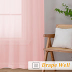 Gwine Blush Pink Sheer Curtains 72 Inches Long 2 Panels Set - Image 6