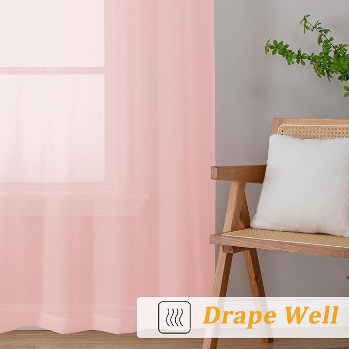 Gwine Blush Pink Sheer Curtains - Image 6