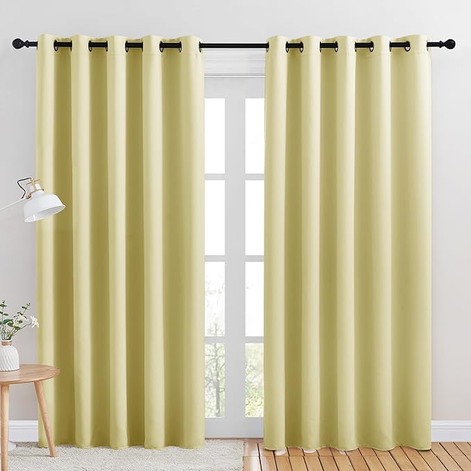 NICETOWN Room Darkening Draperies Window Curtain Panels, Paler Yellow, 2 Panels by NICETOWN