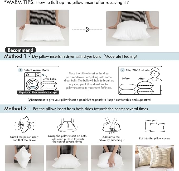 MIULEE Pillow Insert 24x24 Inch, Decorative Square Throw Pillow Inserts - Image 7